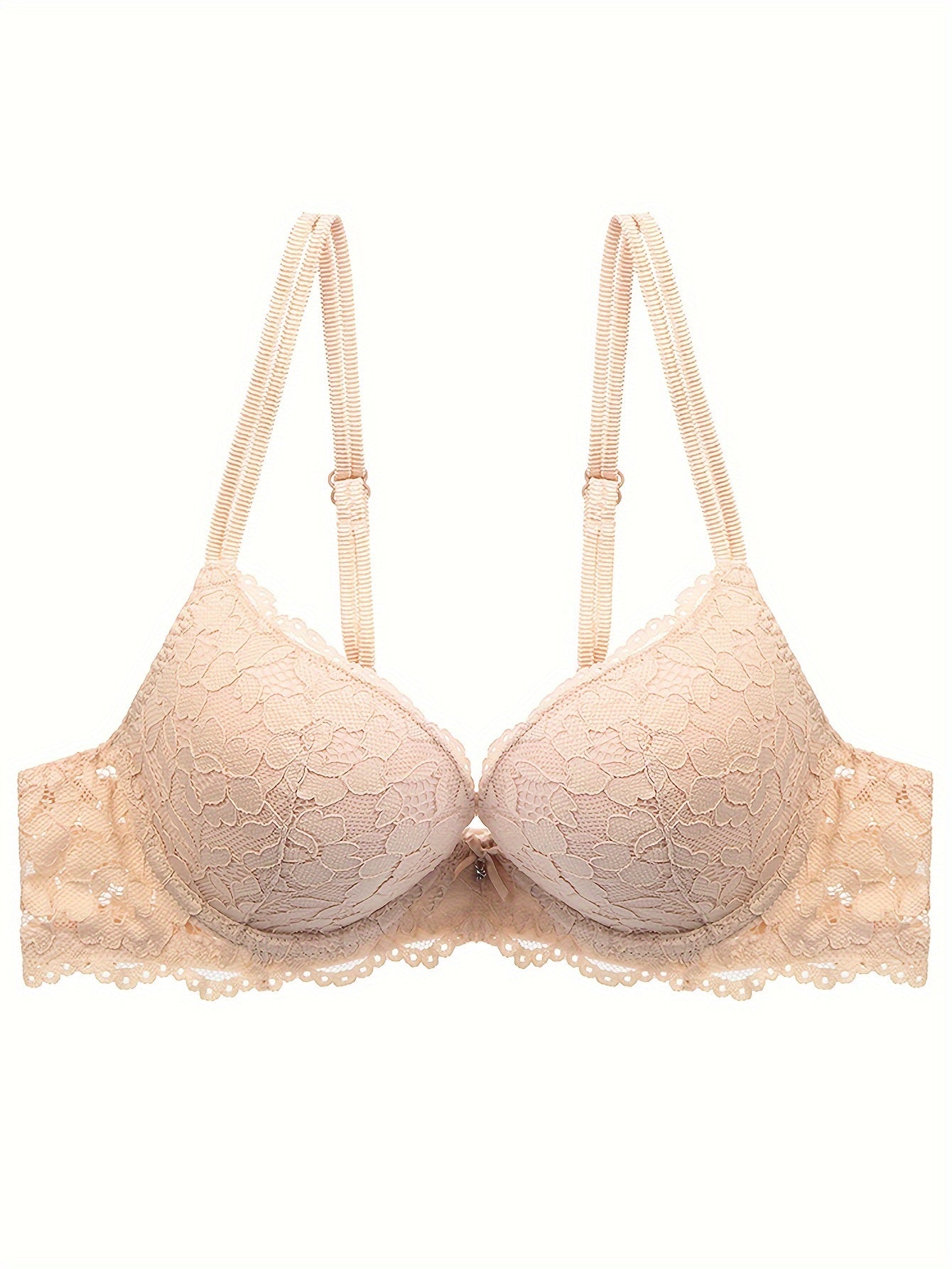 Lace Full Cup Bra | Medium Support, Underwire, Non-Removable Padding, Solid Color