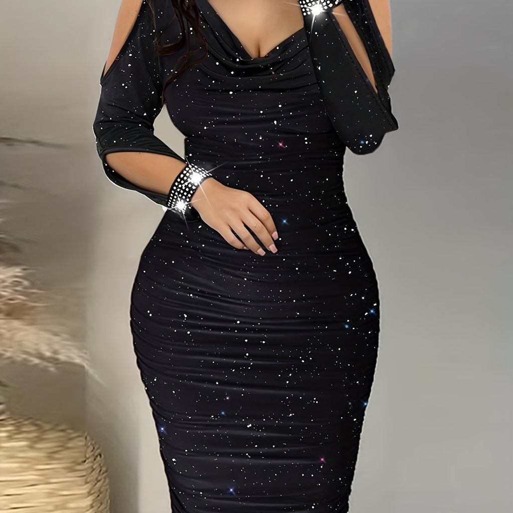 [Red Rhinestone Dress] Deep Red Sparkling Rhinestone Bodycon Dress