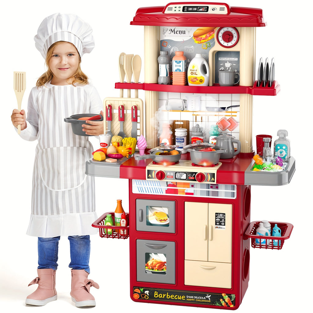 Kids Play Kitchen Set - Pretend Play Food Toys with Light Sound Spray, Random Color Play Food, Ideal for Ages 3 4 5 6 7 8, Perfect Halloween Christmas Gift