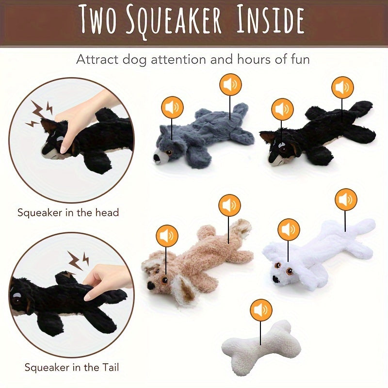 5-Pack Durable Squeaky Dog Toys Set - No Stuffing and Plush Toys for Small, Medium, Large Dogs - Cute Interactive Chewing Toys with Squeakers, Best Birthday Gift for Pet Owners