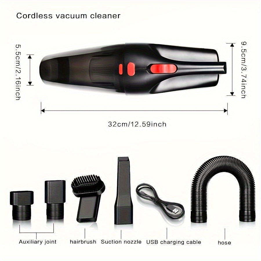 1pc CascadeVac Cordless Handheld Vacuum Cleaner, High Power Wireless Mini Home and Car Dust Remover with USB Charging, Rechargeable Lithium Battery, Plastic Material, Includes Crevice Tool, No Bag, for Carpet Floor Cleaning