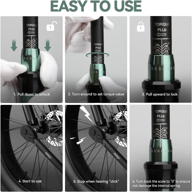 9pcs Click Torque Wrench Set 1 4 3 8 1 2 Drive 20220in.lb 545 Ft.lb 10170 Ft.lb with 6 Adapters 3 Accuracy 72Tooth