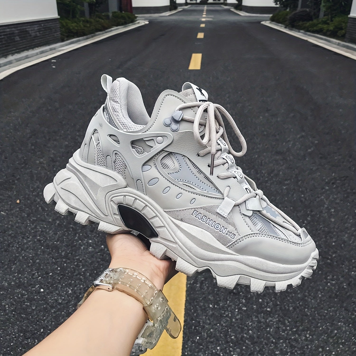 [1 Pair Men'S Cloud Pattern Sneakers] Round Toe Lace-Up  Athletic Sneakers, Sports , Breathable Fabric