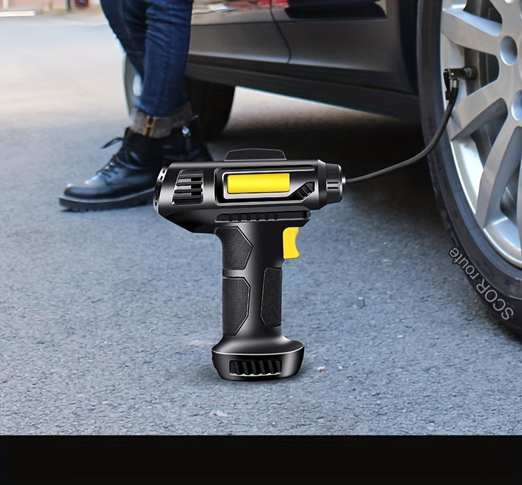 120W multi-function portable automotive air compressor, wired/wireless handheld automotive air pump electric, automotive tire inflator with LED lights