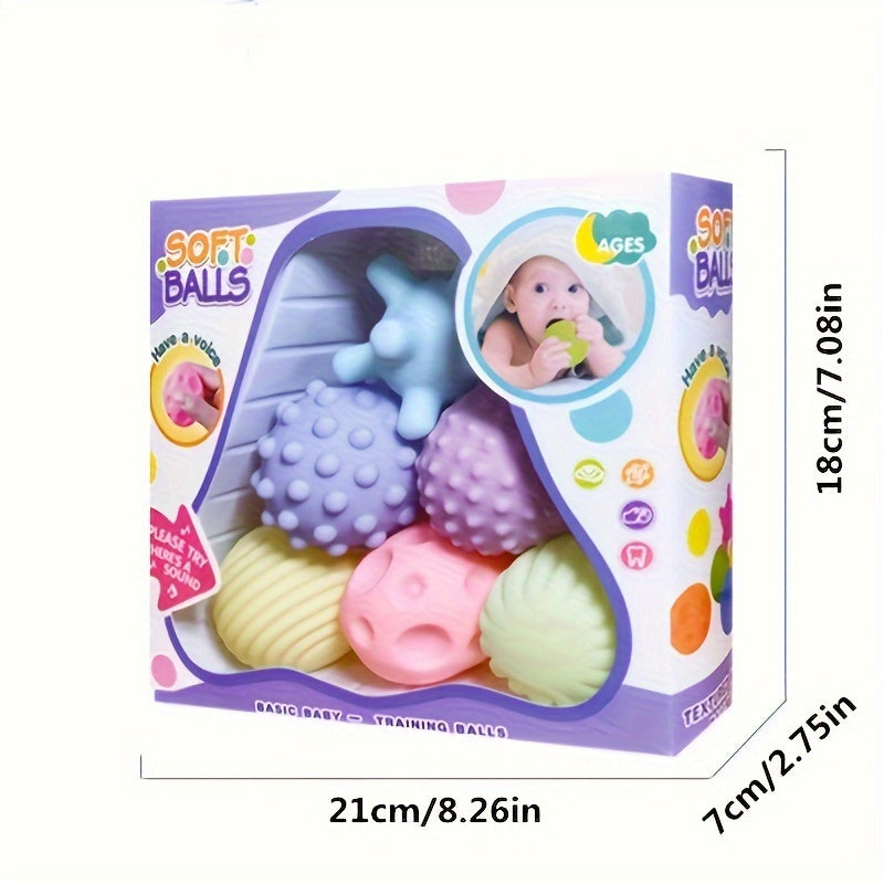 6pcs Soft Silicone Sensory Balls for Youngsters - Multi-Texture, Water Spray & Pinch Play Toys for Learning to Crawl and Fitness