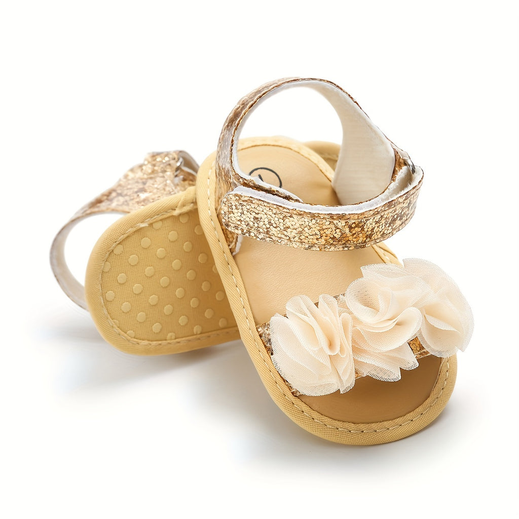 Adorable Baby Girl's Floral Sandals - Breathable, Comfortable, and Durable Open-Toe Shoes for Newborn, Infant,