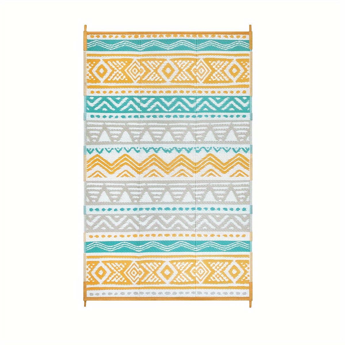 Lahome Reversible Outdoor Mat - Large 23ft² Durable Polypropylene Mat with Geometric Zigzag Pattern, Hand Wash Only for Patio, RV Camping, Beach, Deck, Backyard & Balcony, Outdoor Seating Mat | Geometric Pattern Mat | Easycl