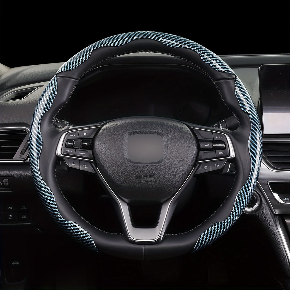 3Pcs Universal Carbon Fiber Style Steering Wheel Covers, High-Grip ABS Resin, Snap-On Design, No Inner Circle - Sleek Automotive Steering Wheel Protection