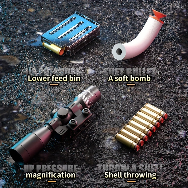 Toy Gun With Soft Bullets, Toys Foam Blaster With 10 Pcs EVA Darts&10pcs Bullet Shell, Shooting Games Education Toy Model For 8, 9, 14+ Kids Boys Christmas&Halloween Gifts