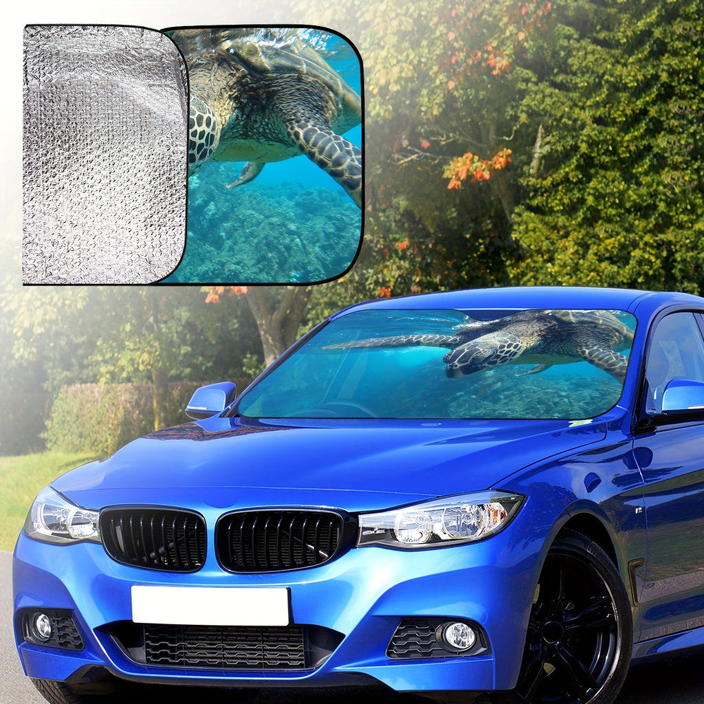 Sun Protection, 1pc Turtle-Themed Windshield Sunshade for Cars, Foldable, Easy to Install, Universal, UV Protection And Heat Dissipation, Automotive-Interior Accessories, A Gift for My Father
