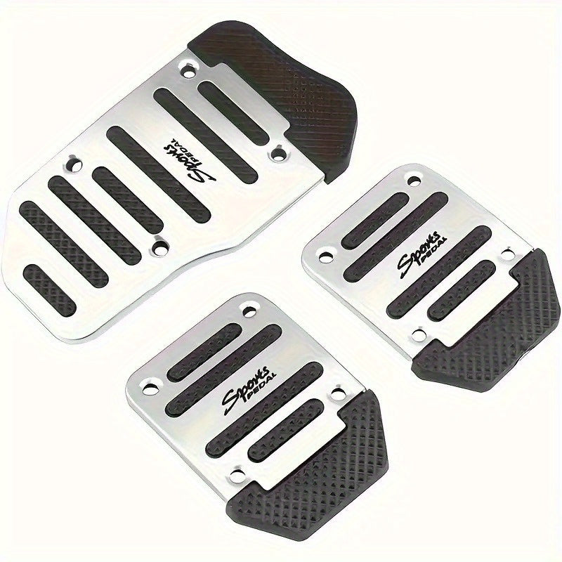 3pcs High-Performance Aluminum Alloy Automotive Pedals - Anti-Skid, Easy Installation, Enhanced Grip for Manual Clutch and Accelerator, Suitable for Most Vehicles