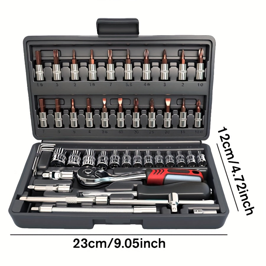 Premium 46pcs Professional Tool Kit, Car/bike Repair Tool Set with 1/4-inch Drive Depth