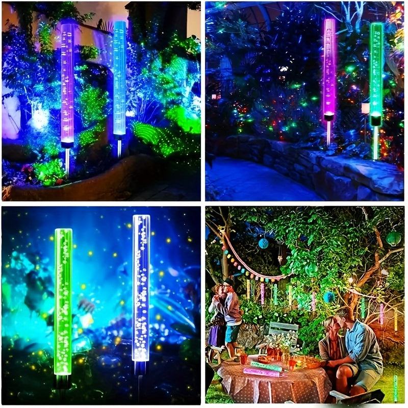 Colorful Solar Reed Bubble Stick Lamp - Lighted Holiday Displays for Courtyard, Park, Lawn, and Garden - RGB Acrylic Insert Landscape Lamp with Vibrant Colors