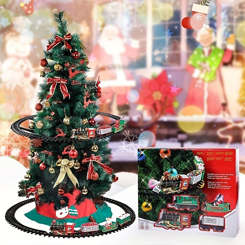 Foreign Trade Electric Christmas Train, Electric Sound And Light Can Hang Christmas Tree Christmas Rail Car, Christmas Gift Toys Peripheral Products Christmas Decor Gift For Christmas Halloween,