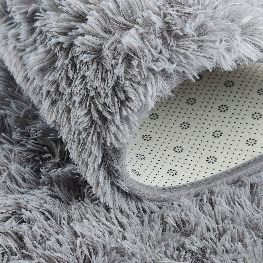 Luxurious Light Gray Plush Bedroom Mat - Soft, Skin-Friendly & Easy Care, Non-Slip Backing, Cozy Warm Mat for Home Decor, Rugs for Bedroom