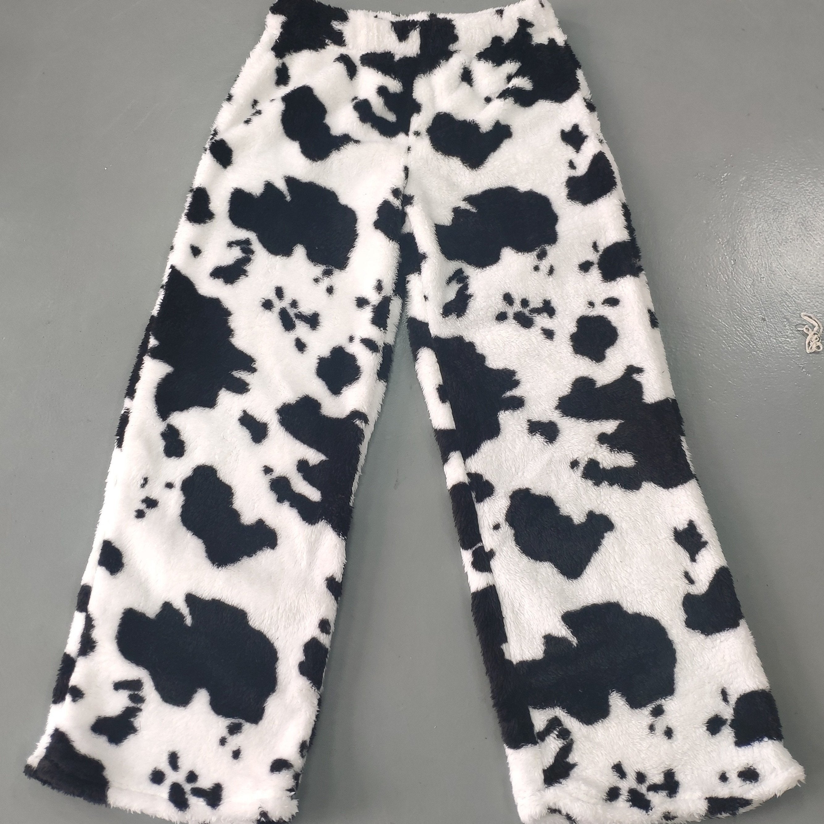 Women's Winter High-Waisted Flannel Pants With Random Print, Polyester And Spandex Blend, Machine Washable, Fashionable And Cozy