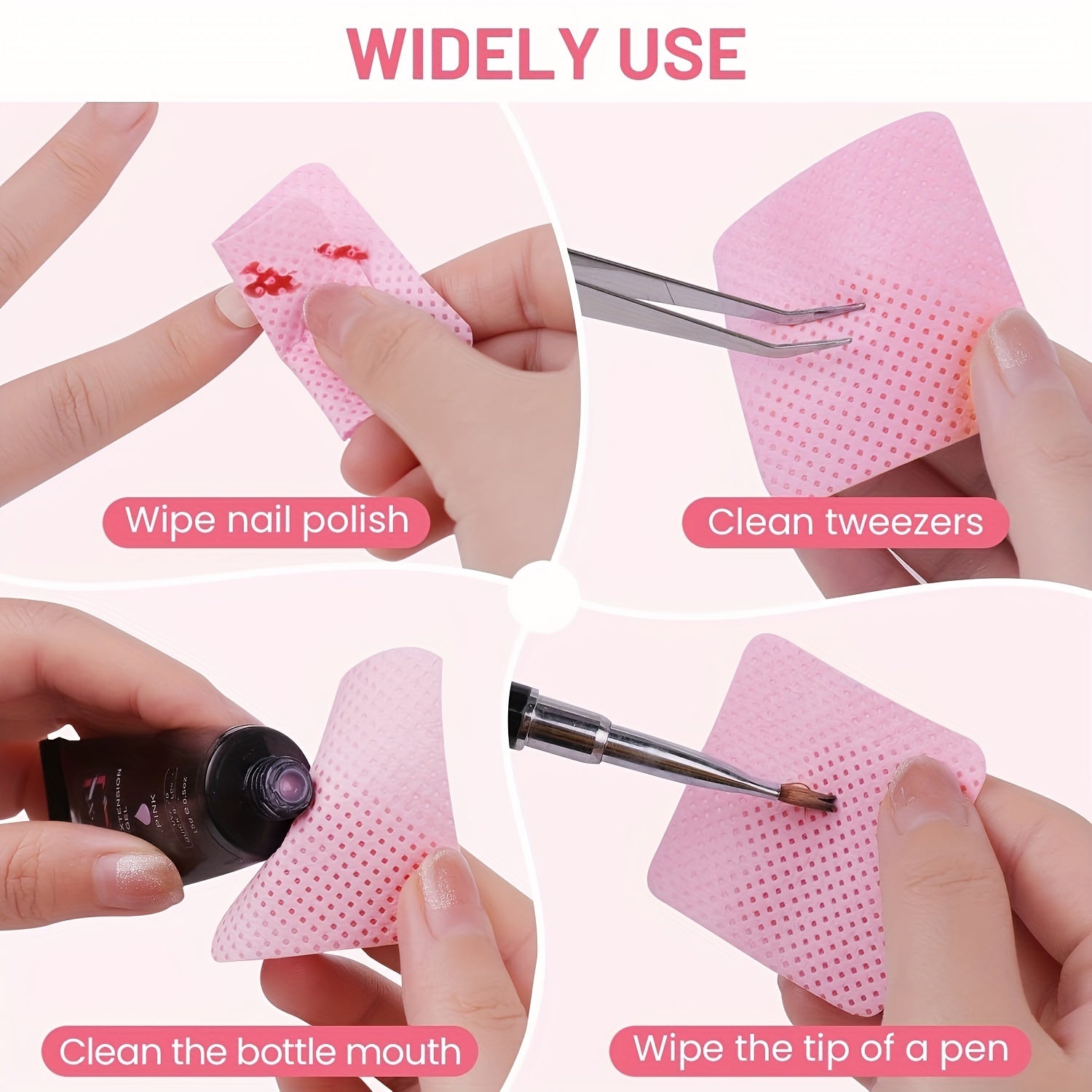 300pcs/600pcs Lint Free Nail Wipes Nail Polish Remover Pads Absorbent Soft Nail Cleaning Wipes Sheet Removal Manicure Tool