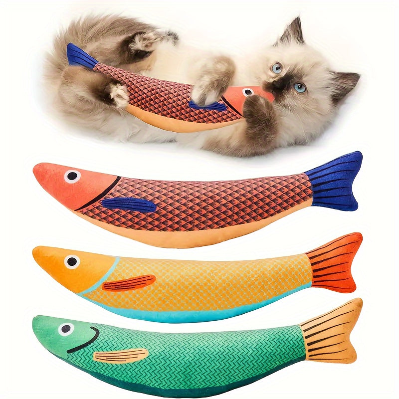 Interactive 9.4 Inches Catnip Crinkle Sound Cat Toys - 3pcs Saury Fish, Soft And Durable Kicker Toys For Indoor Kitten Exercise, All Breeds