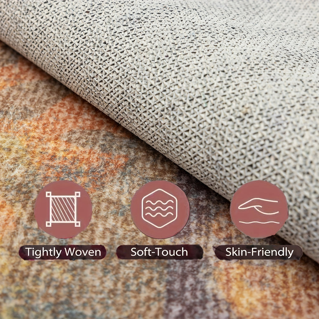 Area Rug Washable Bedroom Rug Soft Accent Rugs for Living Room Dining Room Non-Slip Non-Shedding Low-Pile Entryway Rug Floor Carpet