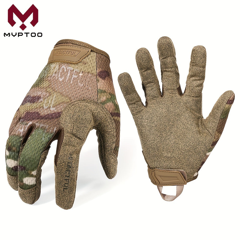 1 Pair Full Finger Thickened Windproof Touch Screen Gloves - Water Resistant, Anti-Slip, and Breathable