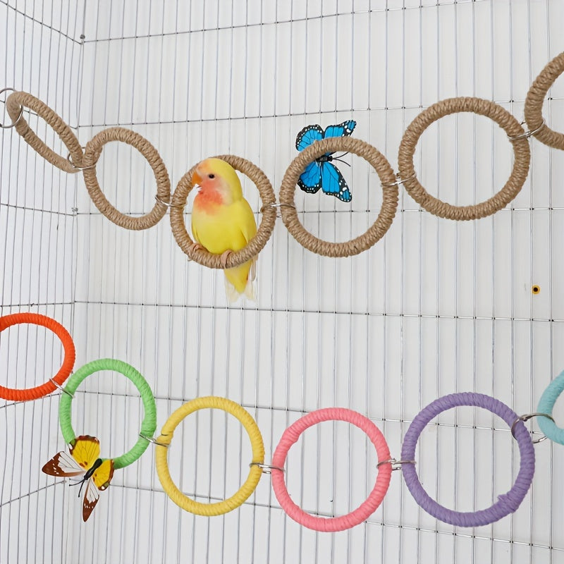 1pc Colorful Parrot Climbing Toy - Durable & Hemp Rope Swing and Perch