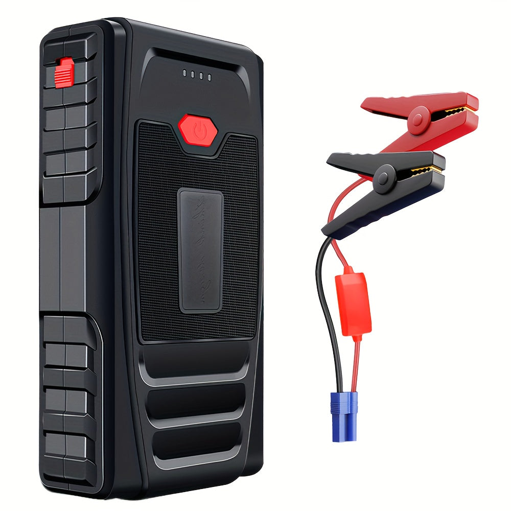 6000mAh Portable Car Jump Starter - Smart Digital Display, 12V Emergency Power, Flashlight, USB-Powered, Red | Automotive Emergency Gear