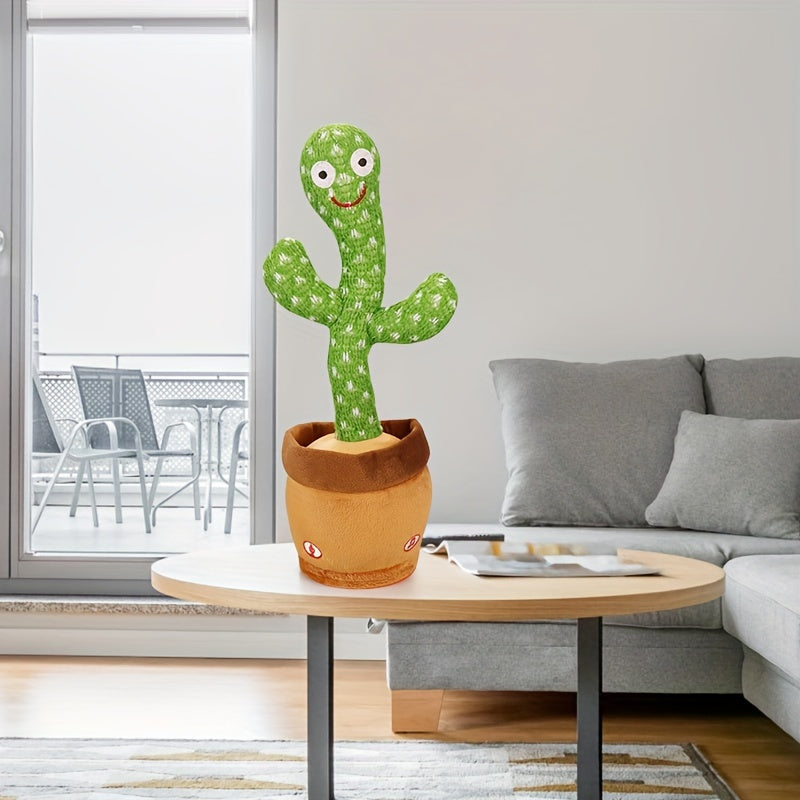 1pc Glowing Dancing Repeat What You Say Funny Tricky Dancing Toys Cactus Color Box Packaging Home Decoration Ornament for Halloween/Christmas/New Year/Birthday Gift (without Battery)