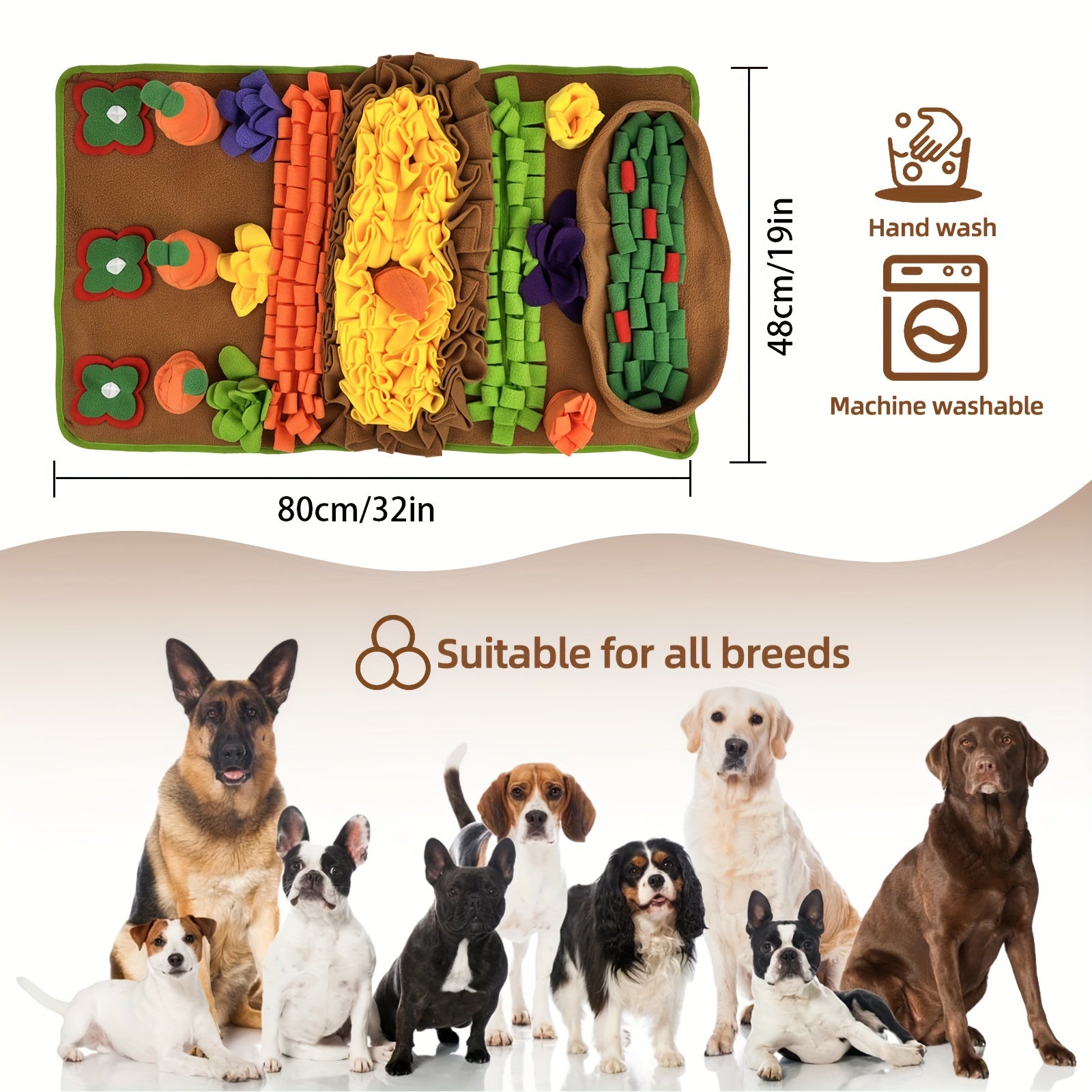 KM-P Interactive Dog Snuffle Mat, Durable Polyester Nosework Blanket, Slow Feeding Mat with Squeaky Toys, Stress Relief Puzzle Feeder for All Dog Breeds, Machine Washable
