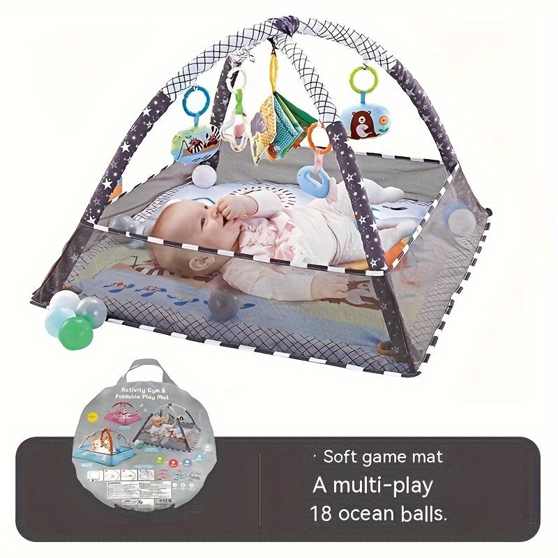 18 pcs baby activity fitness mat set, foldable and washable, play mat, crawling mat, sensory exercise toys, cultivate young children's motor and cognitive abilities, baby fitness frame