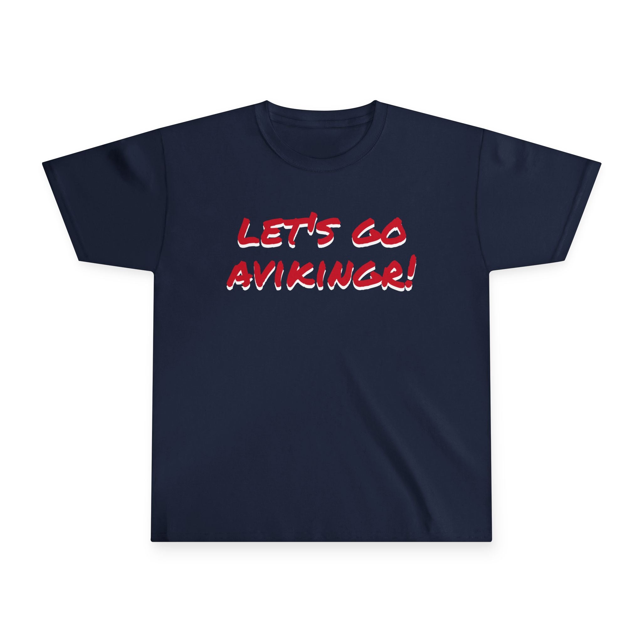 Youth Tee — "Let’s Go Avikingr!" Red Viking Shield Graphic