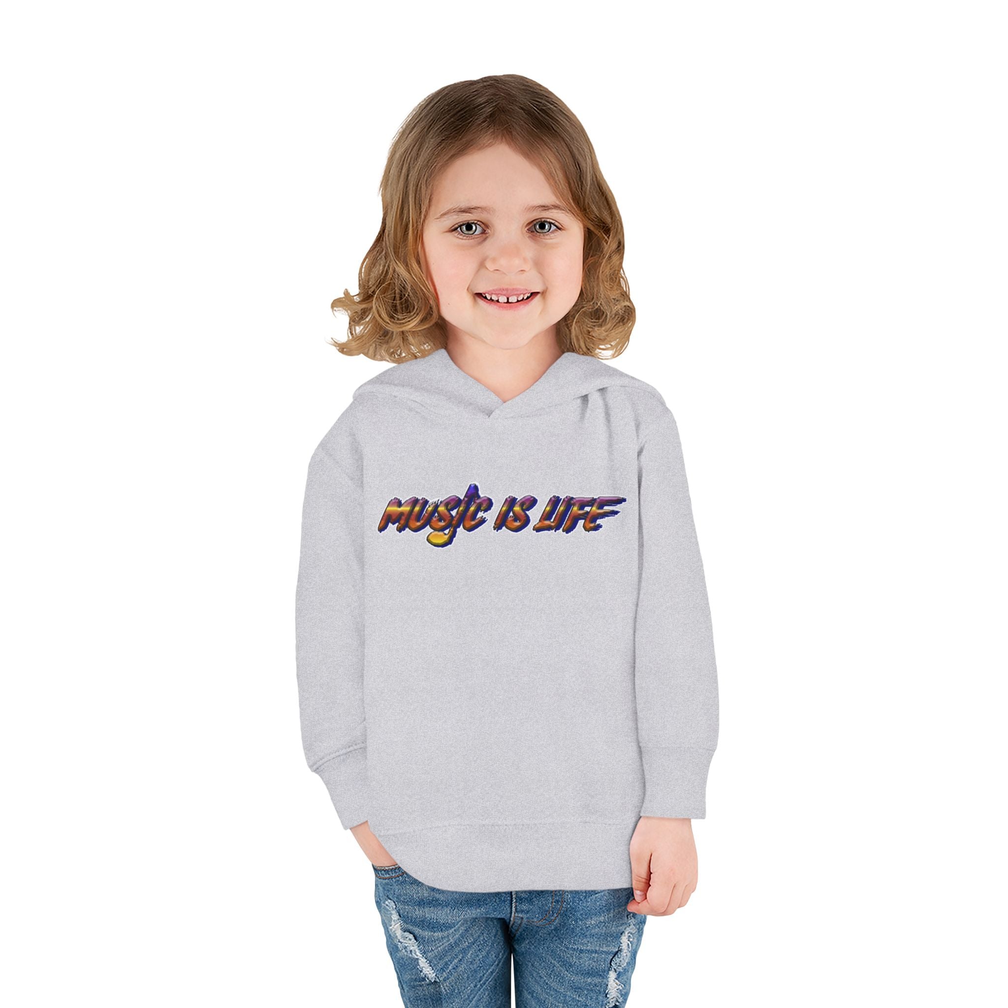 Toddler Hoodie "Music Is Life" — Colorful Brushstroke Kids Pullover