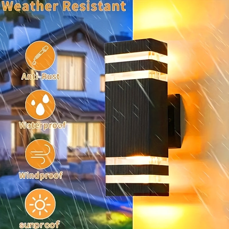 1pc Outdoor Wall Light, Double Head Wall Light, Outdoor Street Light For Courtyard Garden Porch Corridor Modern, Up And Down Lighting, E26/E27 Bulb Base