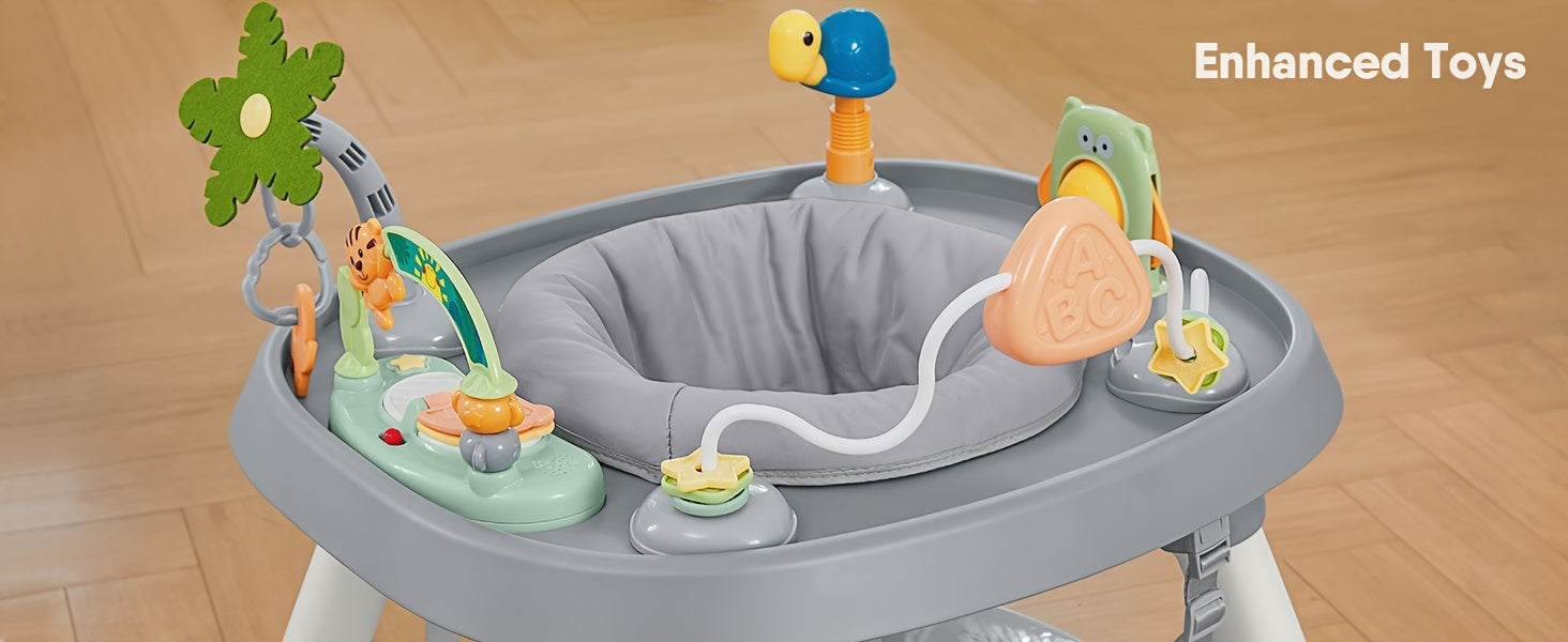 Baby High Chair, 15-In-1 Convertible Multifunctional Infant And Toddler High Chair With Activity Center, Tray And Toys(Grey)