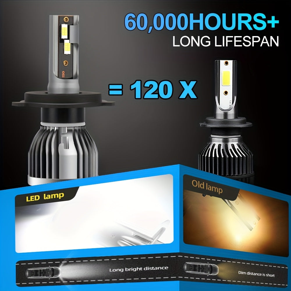 2pcs ROADSUN LED Car Headlights, 35000LM, 6000K White Light, High & Low Beam, 500% Brighter