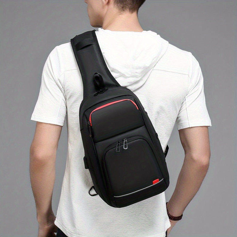 ReSilvery New Men's Chest Bag Business Single Shoulder Bag Large Capacity Crossbody Bag Breathable Casual Sports Bag