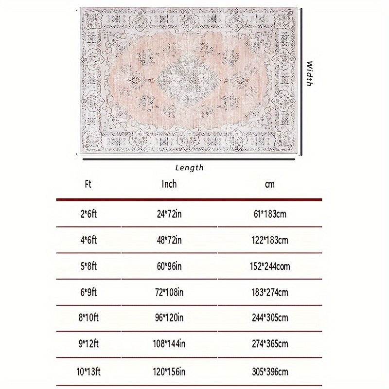 1 PC Washable Area Rugs For Living Room Non Slip Kitchen Floor Rug Hallway Runner Rug Oriental Distressed Carpet Boho Carpet Non Shedding Farmhouse Rug Low Pile Stain Resistant Rug For Classroom Playroom Dining Room Office, P
