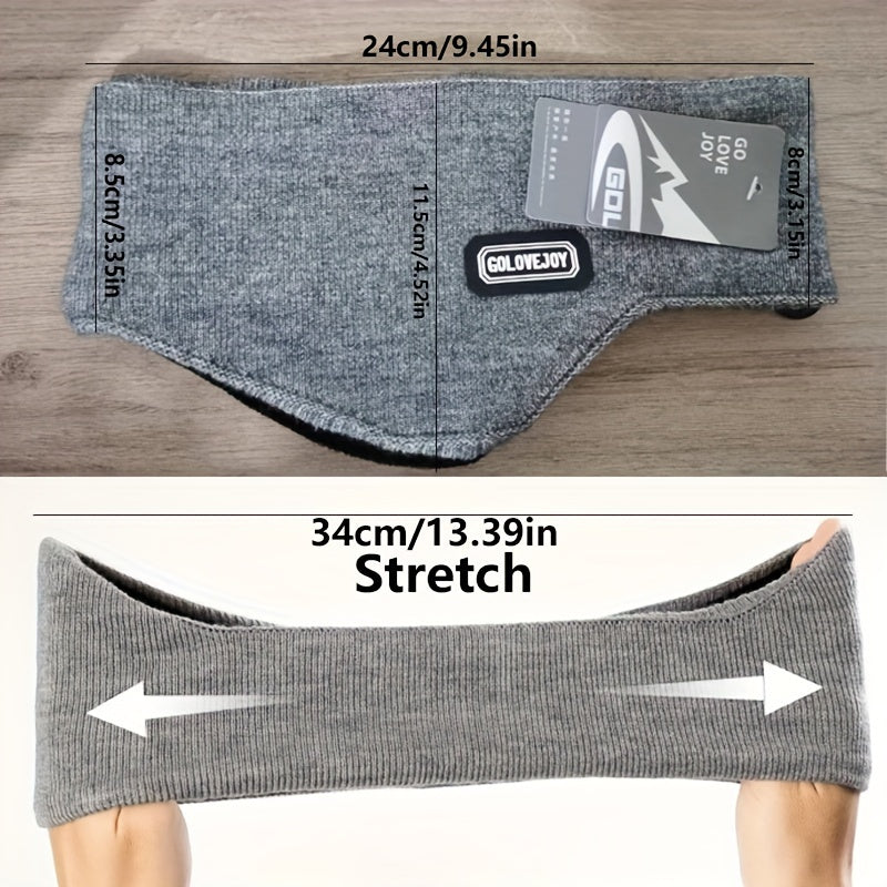 Men'S Boho Style Winter Ski Earmuffs, Outdoor Sports Cycling Windproof, Double Warm Headmuffs, Polyester Knit Fabric