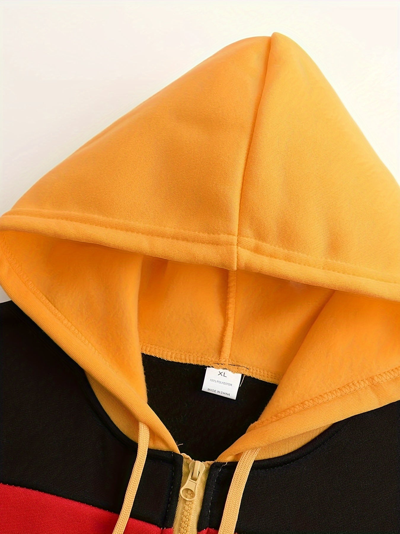 Men'S Casual Hooded Sweatshirt, Solid Color Zip-Up Pullover, Long Sleeve Polyester Knit Fabric, Regular Fit with Slight Stretch, 160gsm - Autumn/Winter Fashion