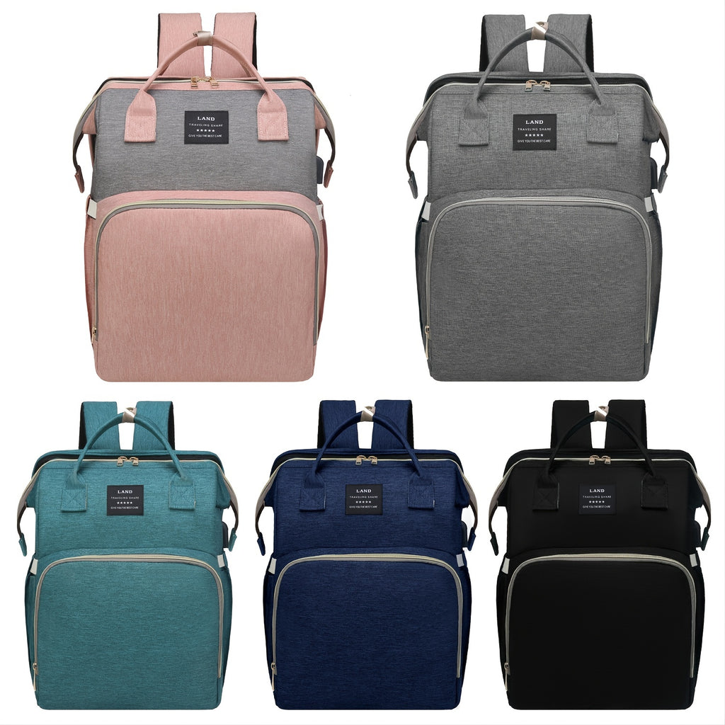 Lamroro Moire Diaper Bag Backpack, Large Capacity, Travel Backpack with Changing Station