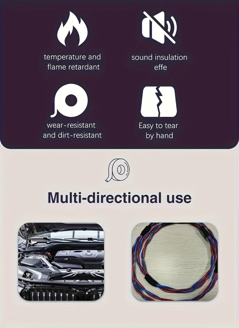 WeluvFit High-Temperature Resistant Harness Tape, 49.2ft - Flame-Retardant, Weatherproof Electrical Fabric Tape for Automotive Wiring & Cable Insulation