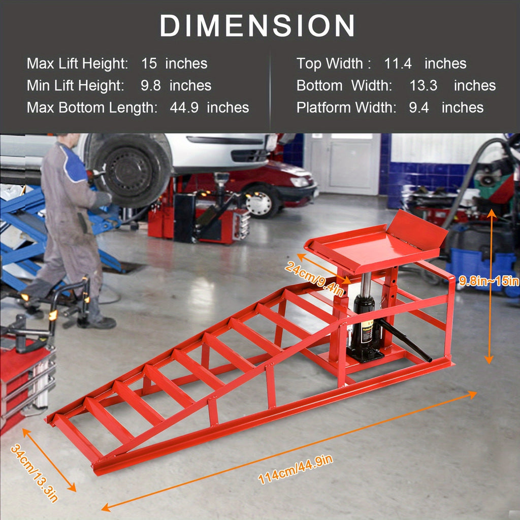 [Hydraulic Car Ramps] Car Ramps 2 Pack Hydraulic High Lift Service Vehicle Ramps 5T 11023 Lbs Automotive Truck Wheel Ramps for Oil Changes with Support Jack for DIY Repair Stores Auto Beauty Stores