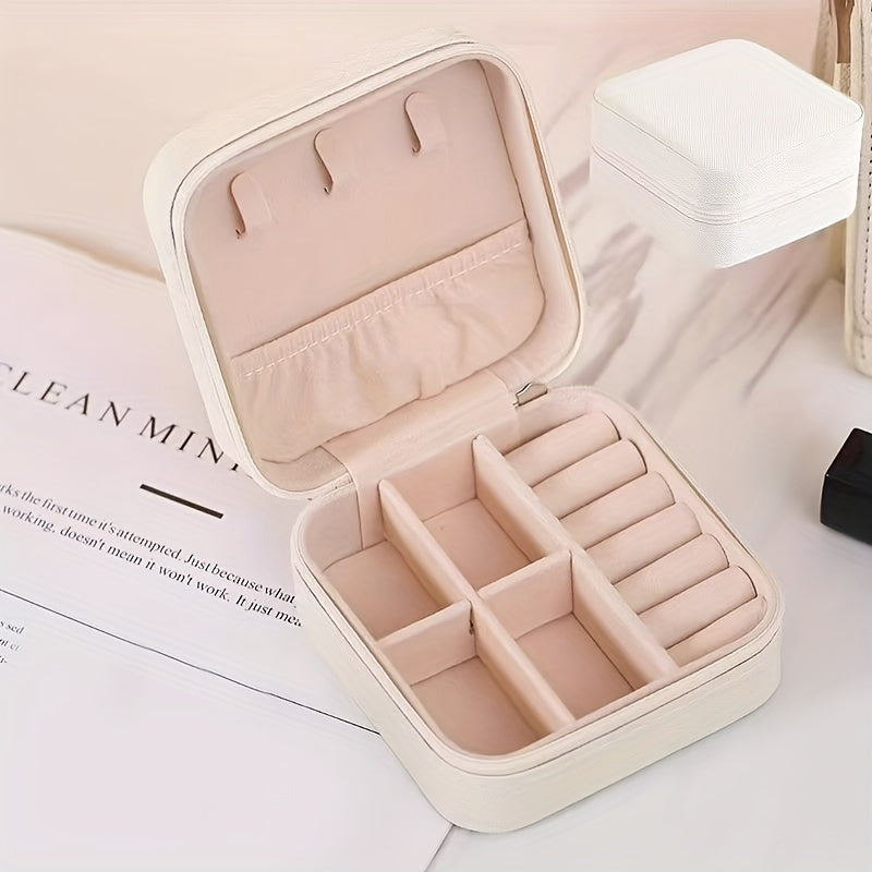 ZFOCEAN Portable Jewelry Organizer Box with Zipper Closure - Compact Travel Case