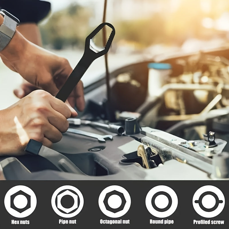 Heavy Duty Metal Ratchet Wrench Set - Double-Ended Torque Wrench with Self-Locking Mechanism, 6/9 Inch, Black, for Auto & Bicycle Repair, Tool for Automotive, Bicycle