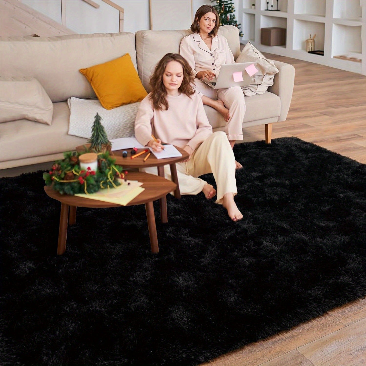 1pc Modern Plush Area Mat, Soft Polyester Fiber, Machine Washable, Non-Slip, Festive Decorative Mat for Living Room, Bedroom, Dorm, Entertainment - Ideal Gift and Home Decor, Bedroom Mat|Elegant Home Accent|Soft Polyester Mat