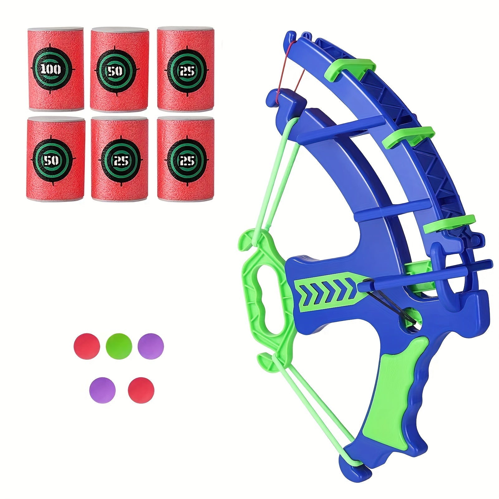 12pcs Blue & Green Interactive Bow and Arrow Game Set with Colorful Balls - Educational Soft Bullet Target Toy for Indoor/Outdoor Family Fun & Parent-Youngsters Bonding, Toys And Games