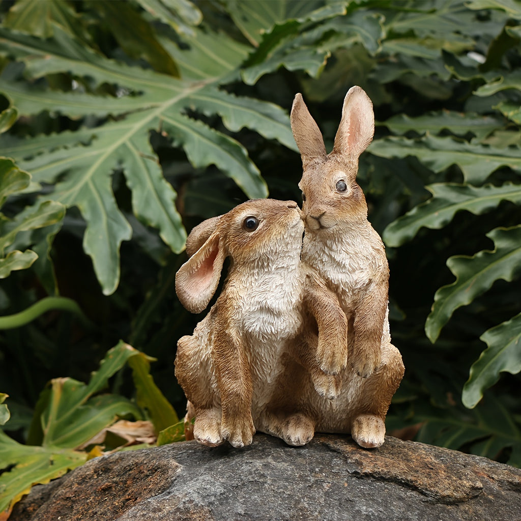 A Couple of Decorative Rabbit Figurines for Garden, Patio, Or Balcony Landscaping.