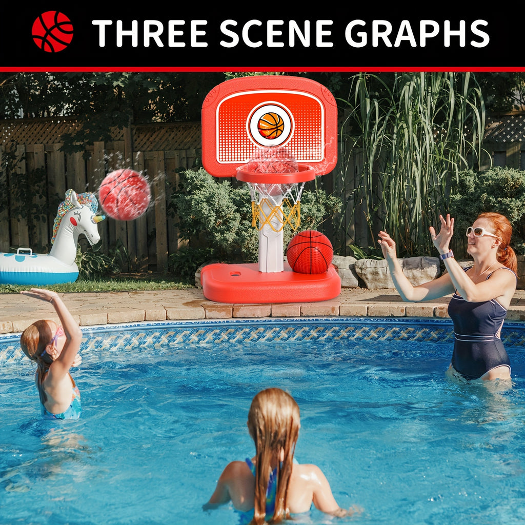 Swimming Pool Basketball Hoop Outdoor Toys with 4 Balls, Basketball Hoop Indoor Outdoor Toys Gifts for 3 4 5 6 7 8-12 Year Olds Boys Kids