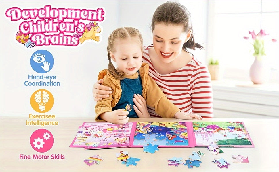 SYNARRY Unicorn Mermaid Princess magnetic puzzle,