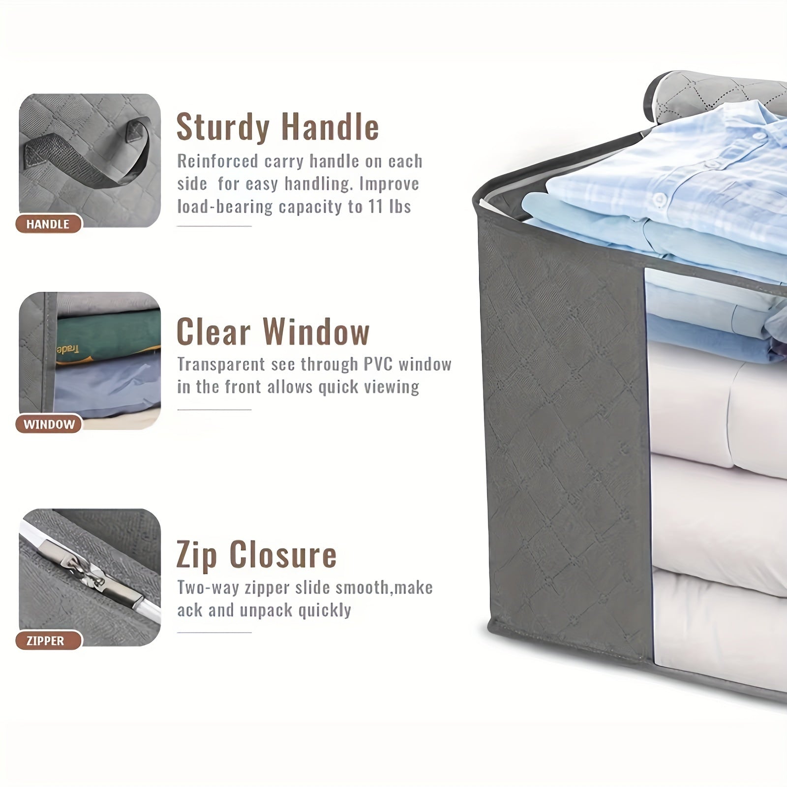 4/6pcs Durable Foldable Storage Trunks with Handle for Clothes, Bedroom, Quilt, Closet, Dormitory, Toys - Cord Blanket Storage Bag
