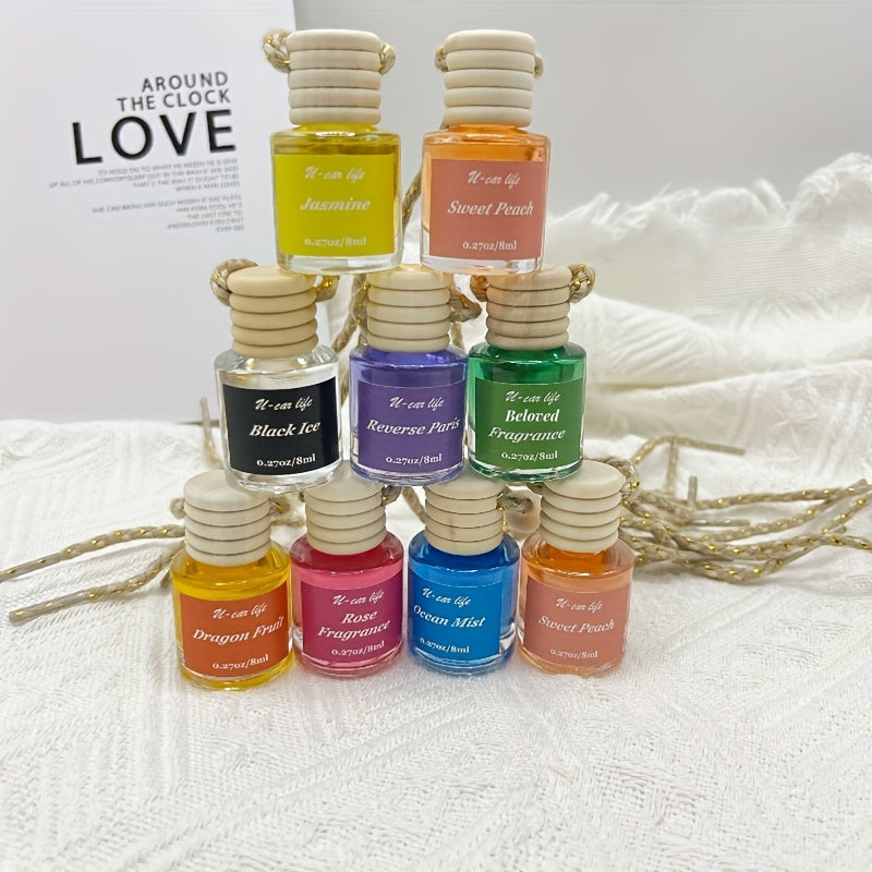 1PC Car Air Fragrance Oil Diffuser, Car Air Freshener, Car Oil Air Freshener, Car Oil Diffuser, Wood Automotive Air Fresheners, Long Lasting Car Air Freshener 8ml